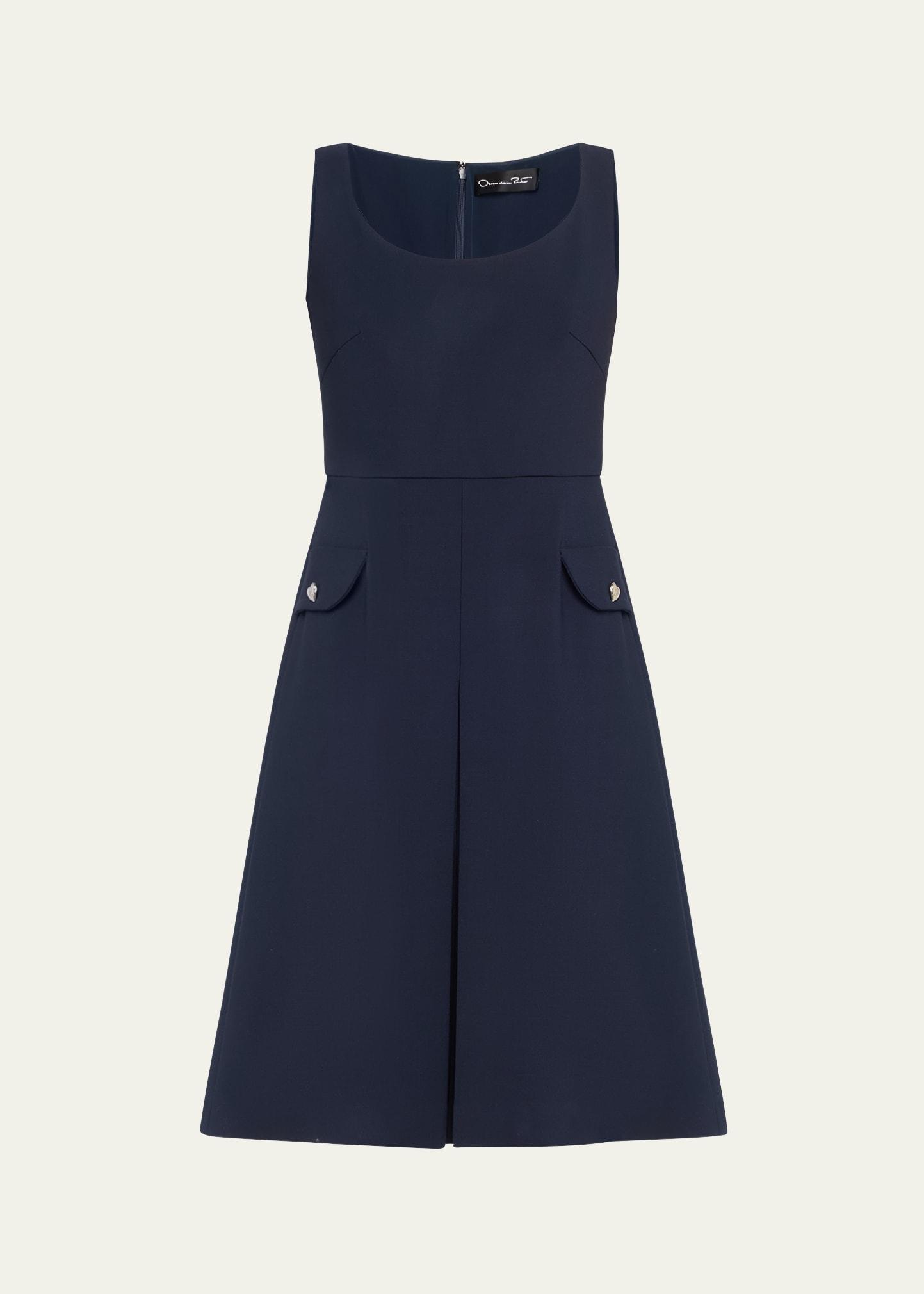 inverted pleat wool dress