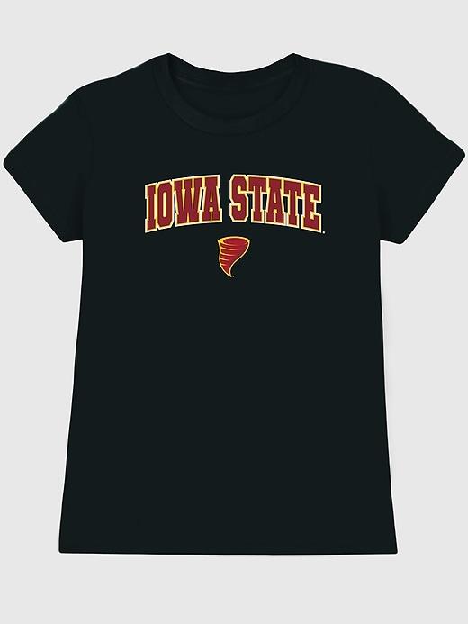 iowa state university arch logo black graphic t-shirt for women