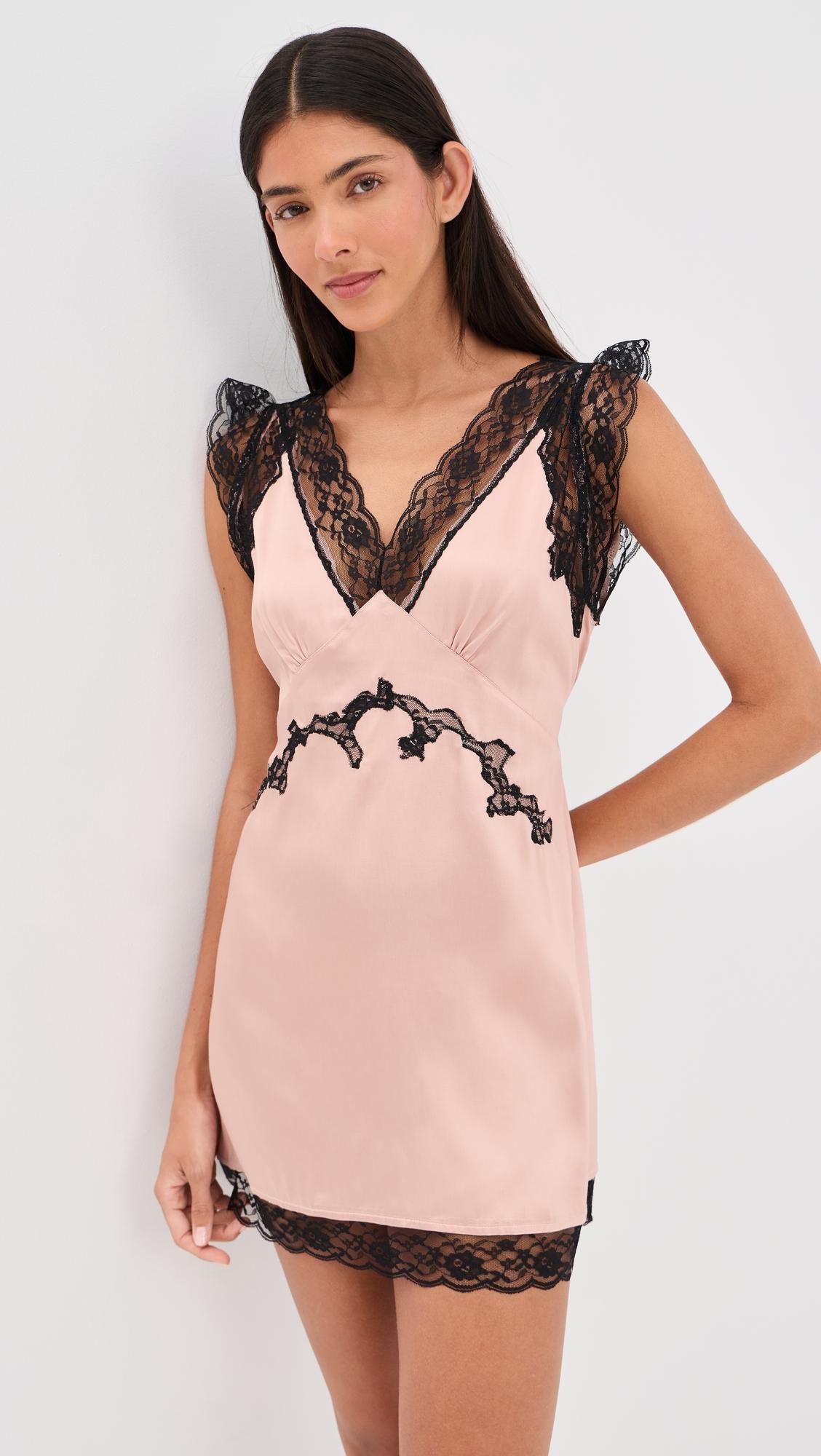 irene lace trim mini dress