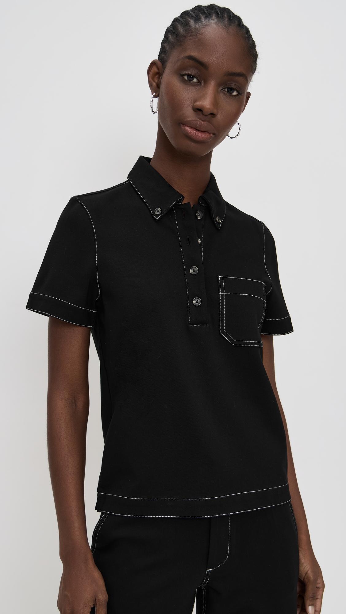 irina contast stitch polo