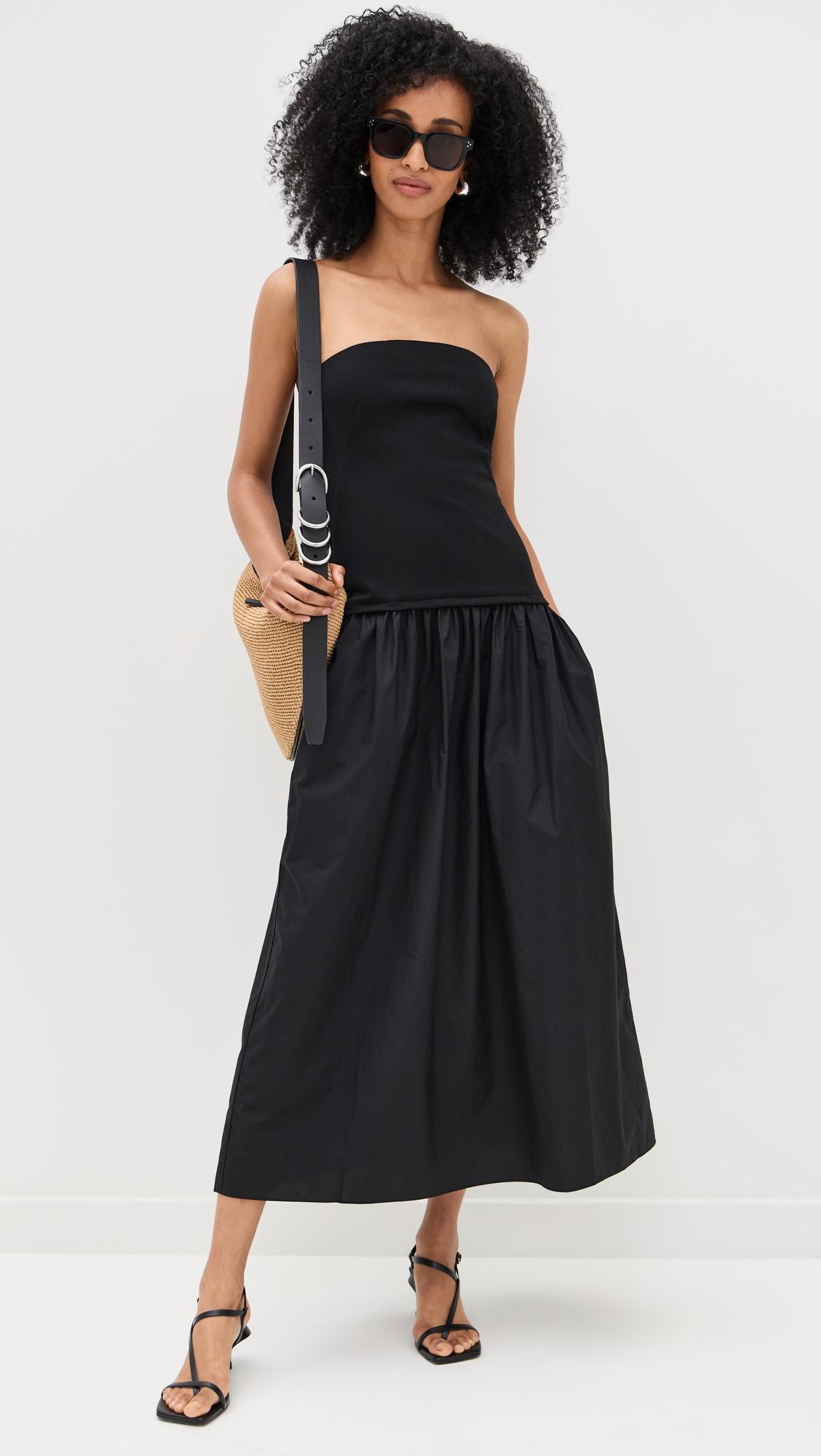 irina mixed media strapless dress