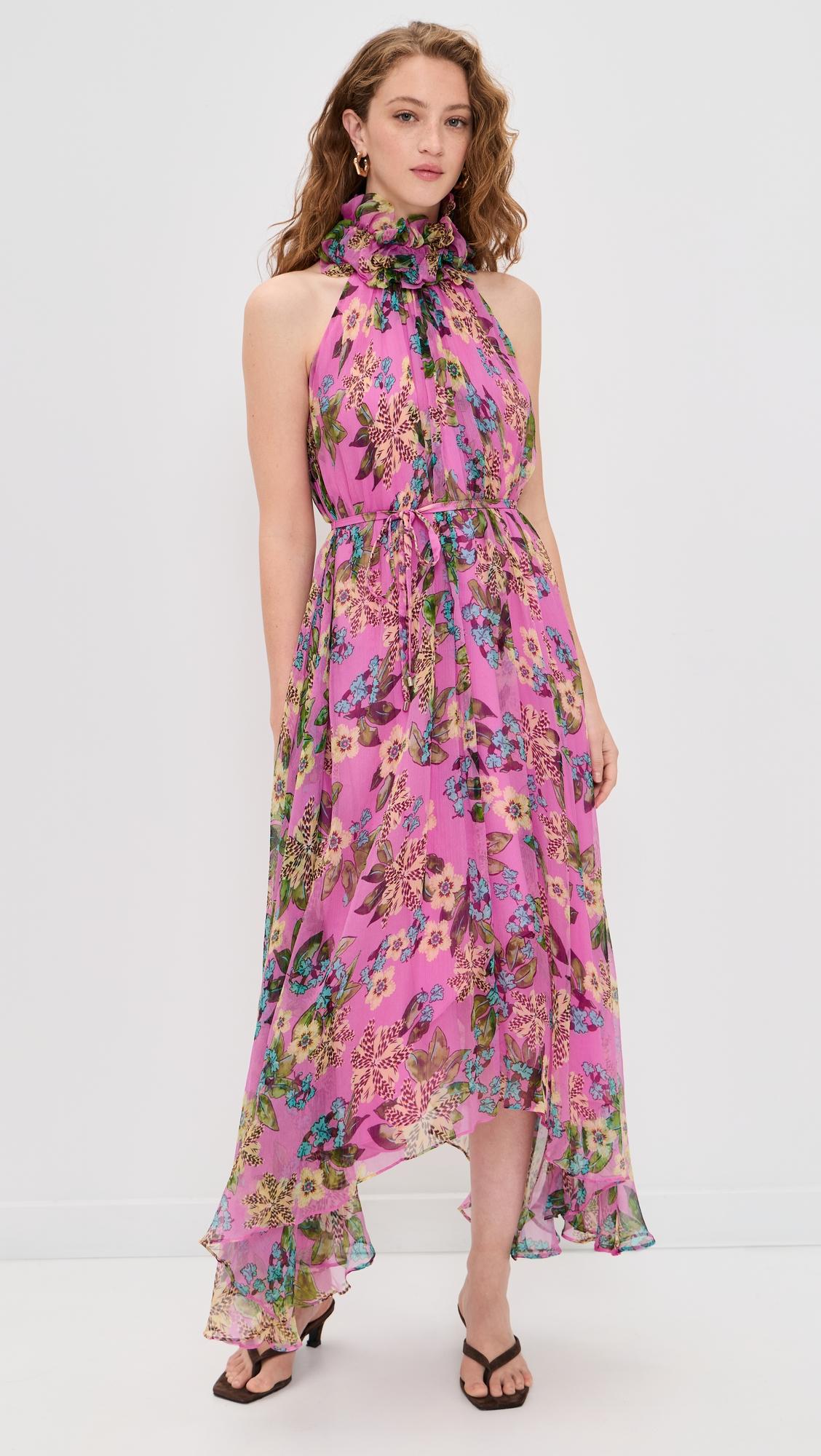 iris silk ruffle dress