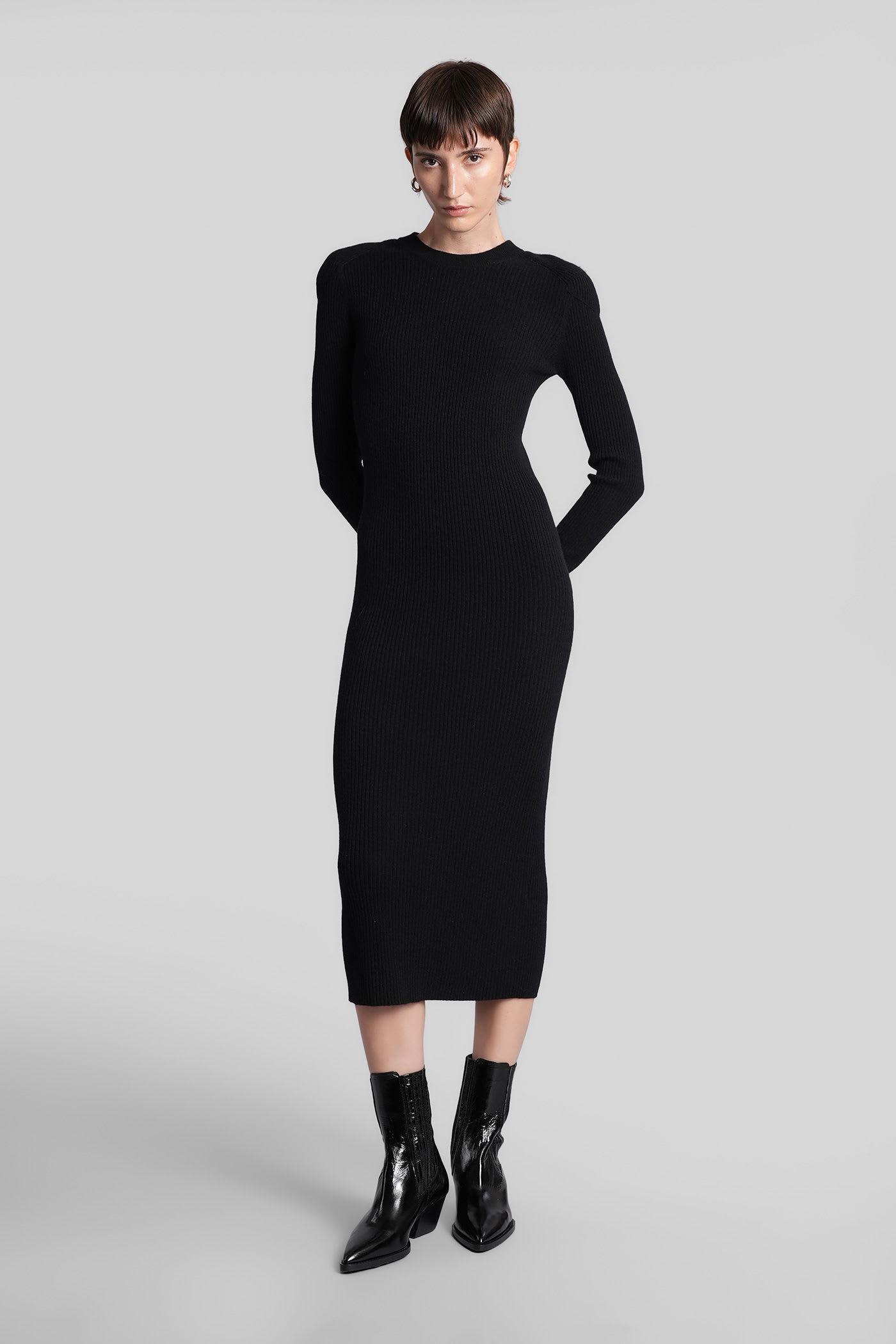 iro liette long dress in black cashmere