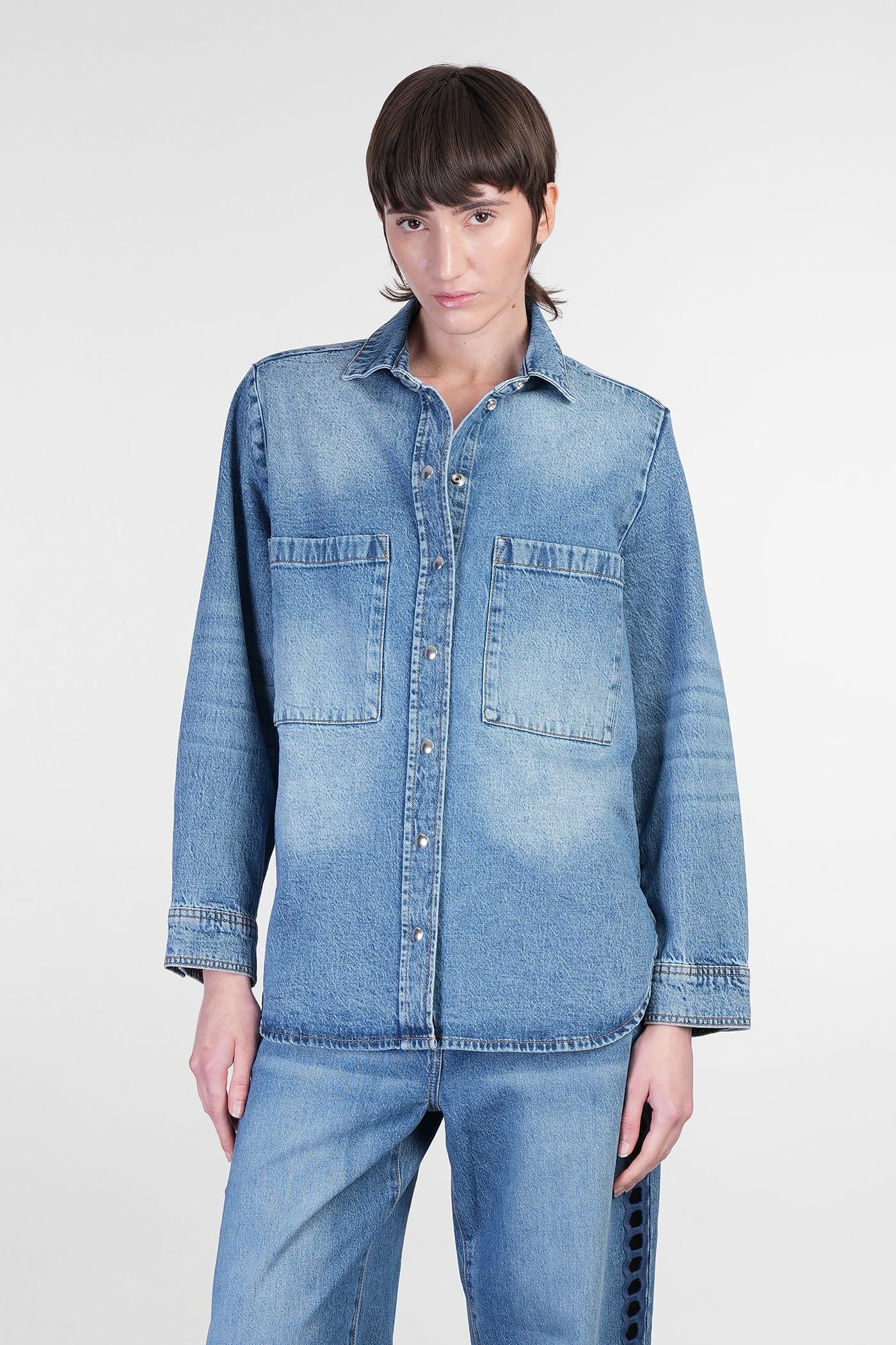 iro lydie denim jackets in blue cotton