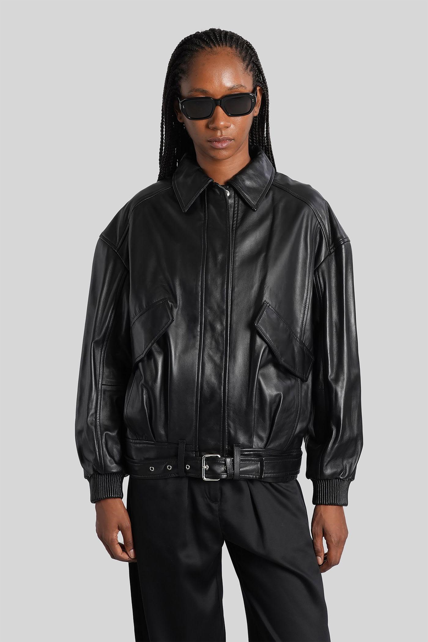 iro manka biker jacket in black leather