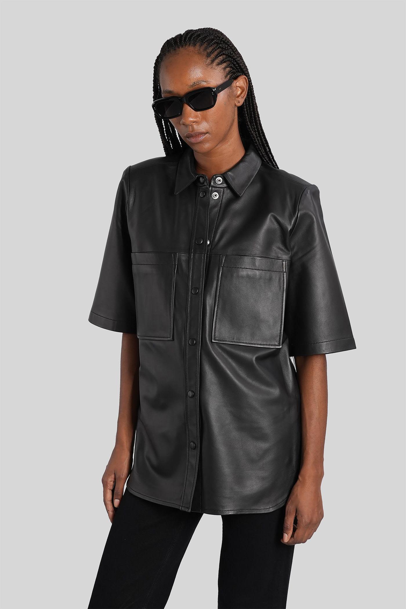 iro moha shirt in black leather