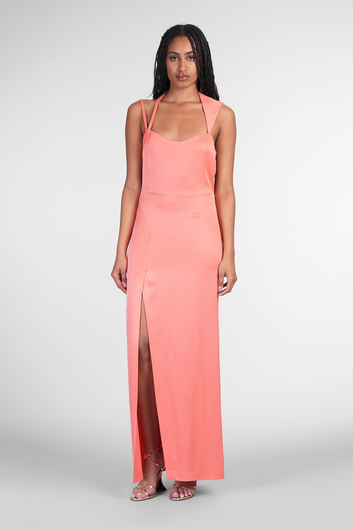 iro ruina long dress in orange viscose