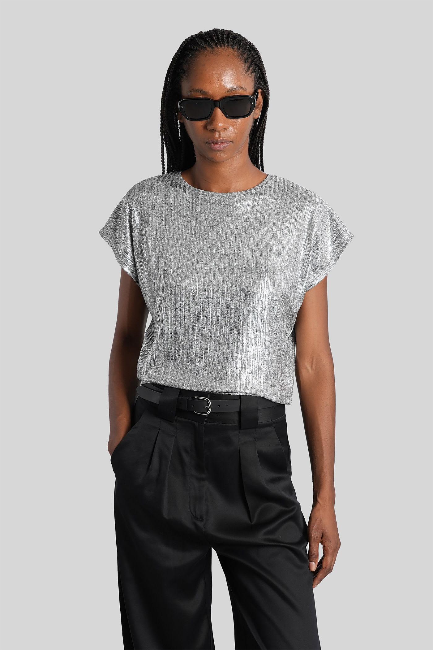 iro tarra topwear in grey polyester