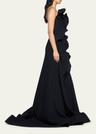 ironworks strapless ruffle gown