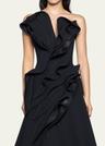 ironworks strapless ruffle gown