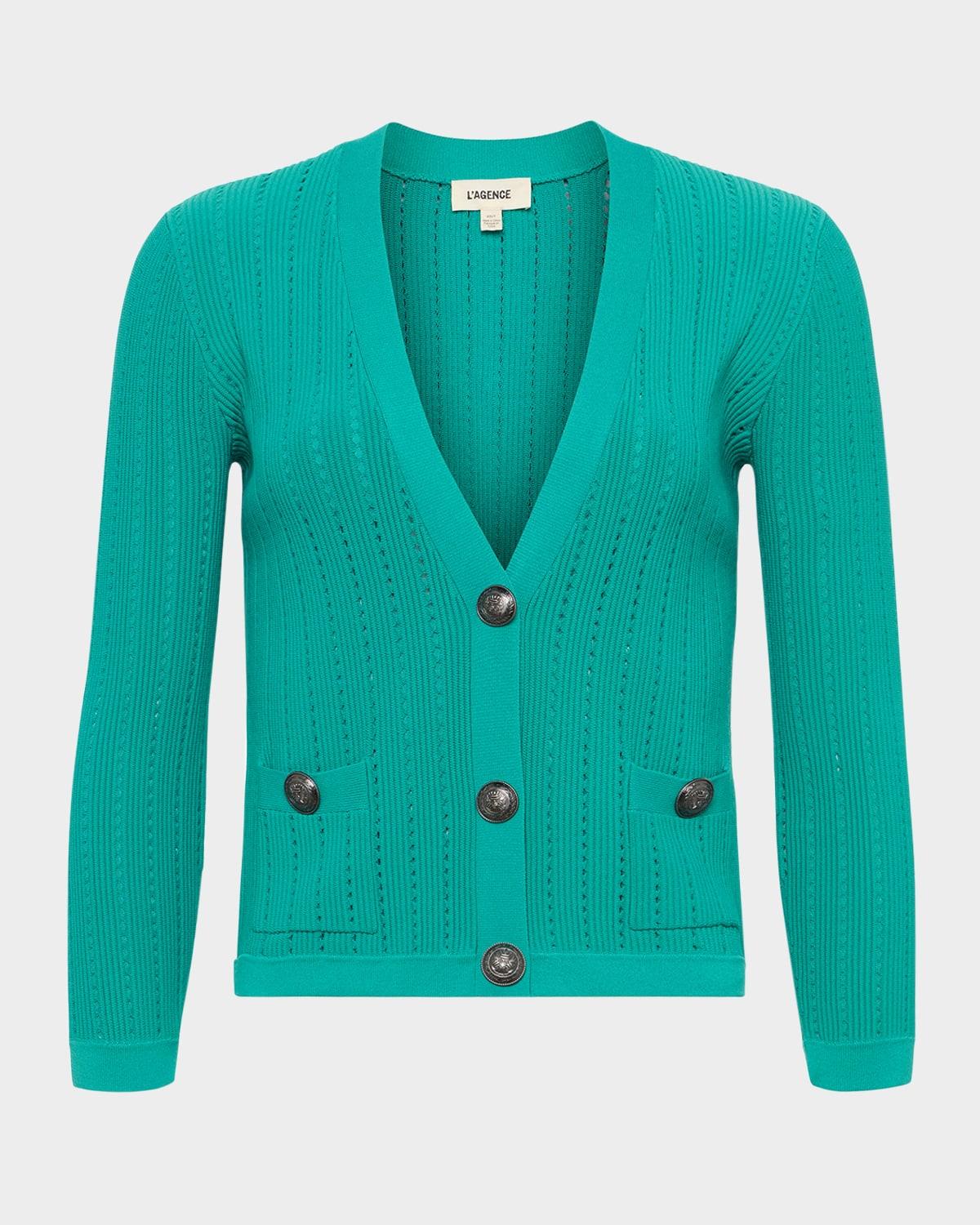 irvin pointelle cropped cardigan