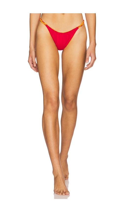 isa boulder braidchain bikini bottom in red.
