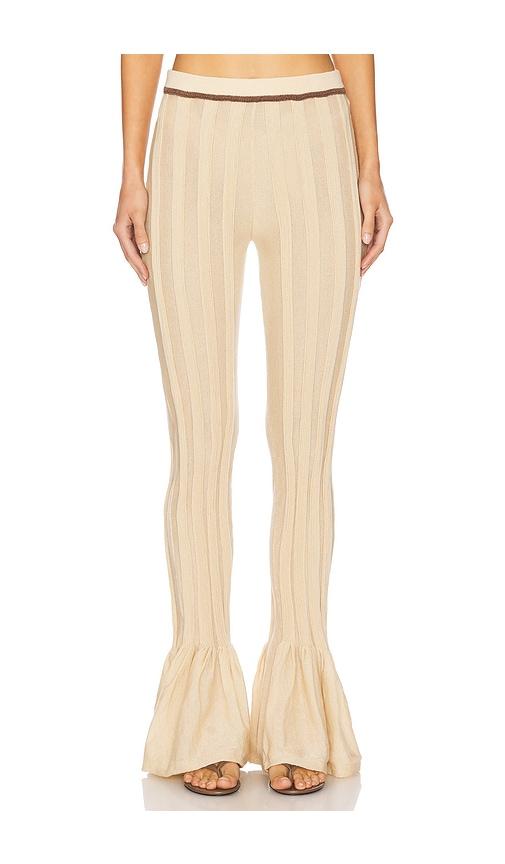 isa boulder pleatflare pants in beige.