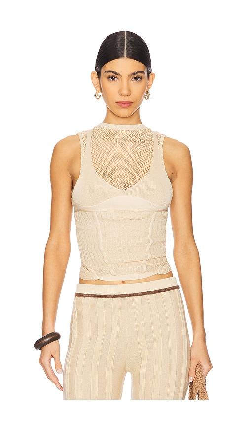 isa boulder rider top in beige.