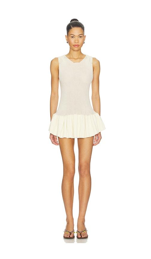 isa boulder routine dress in cream.