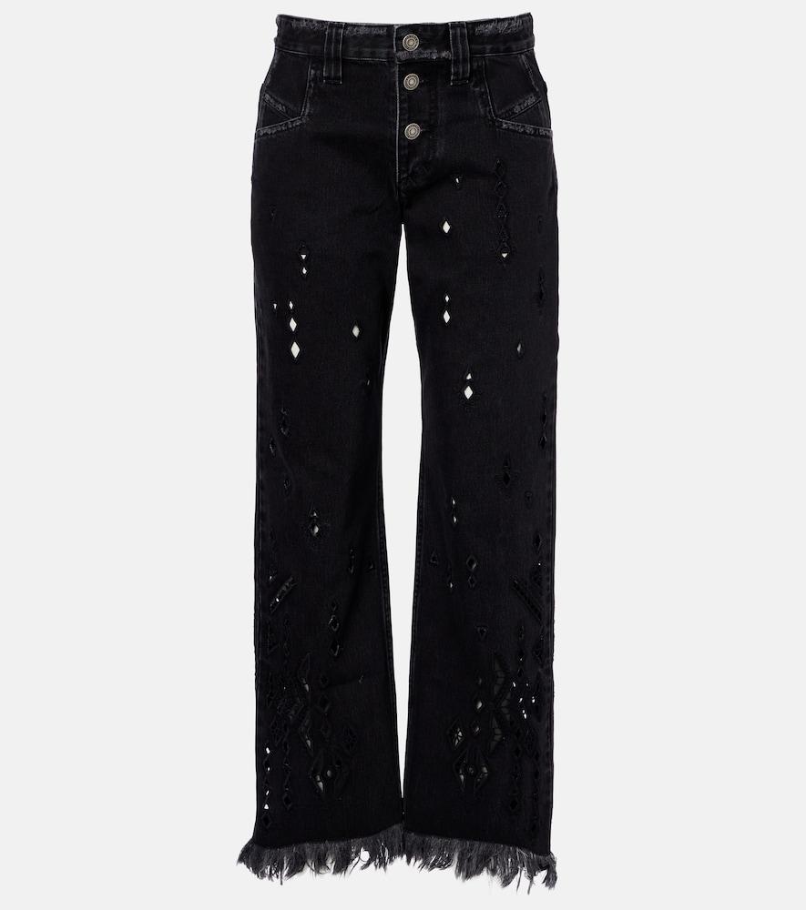 isabel marant amia broderie anglaise flared jeans