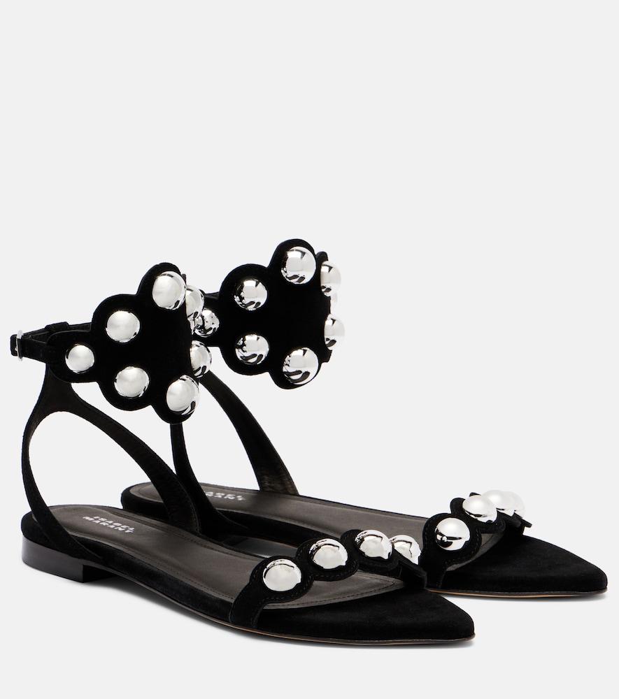 isabel marant aselda studded suede sandals