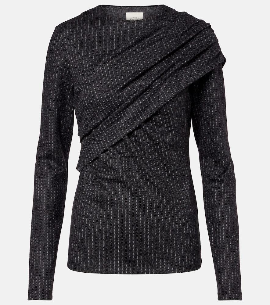 isabel marant asna chalk stripe wool and cotton top