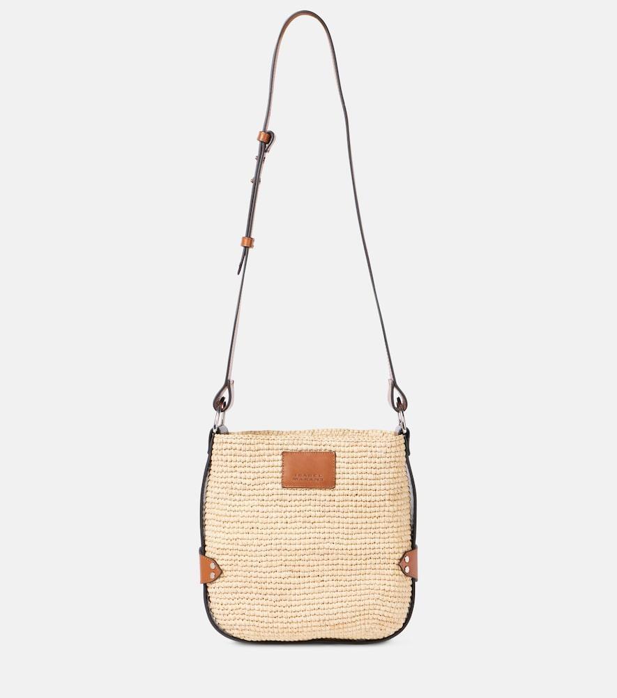 isabel marant bayia mini raffia shoulder bag