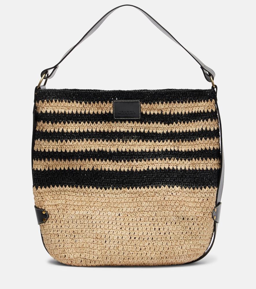 isabel marant bayia striped raffia shoulder bag
