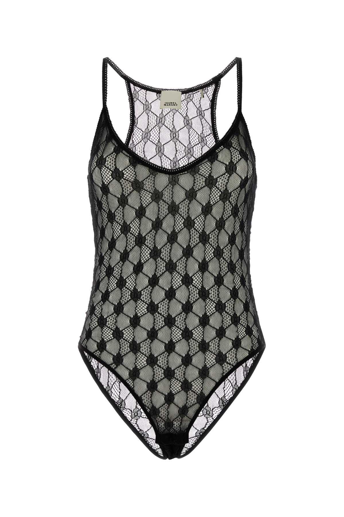 isabel marant black stretch lace mildy bodysuit
