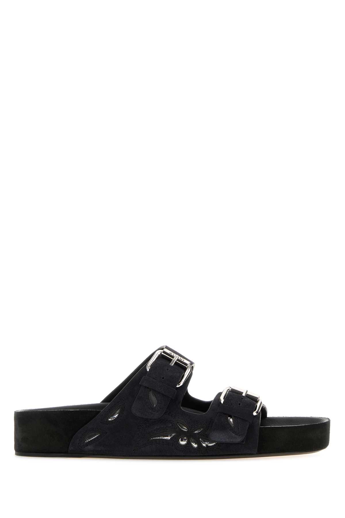 isabel marant black suede lennyo slippers
