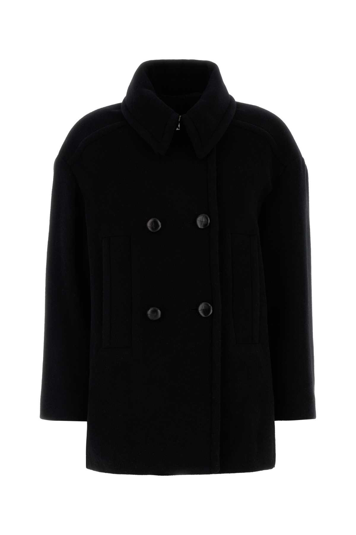 isabel marant black wool blend fiby coat