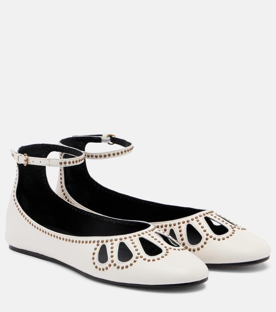 isabel marant bloris studded cutout leather ballet flats