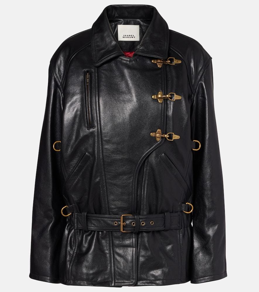 isabel marant caitlyn belted leather jacket