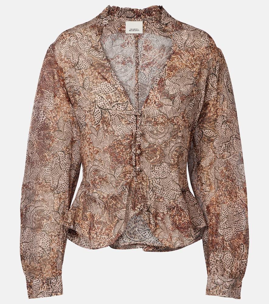 isabel marant celeny printed cotton voile blouse