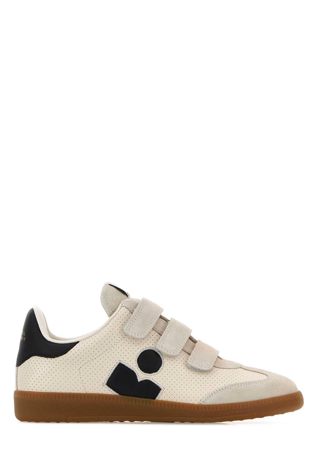 isabel marant chalk leather and suede beth sneakers