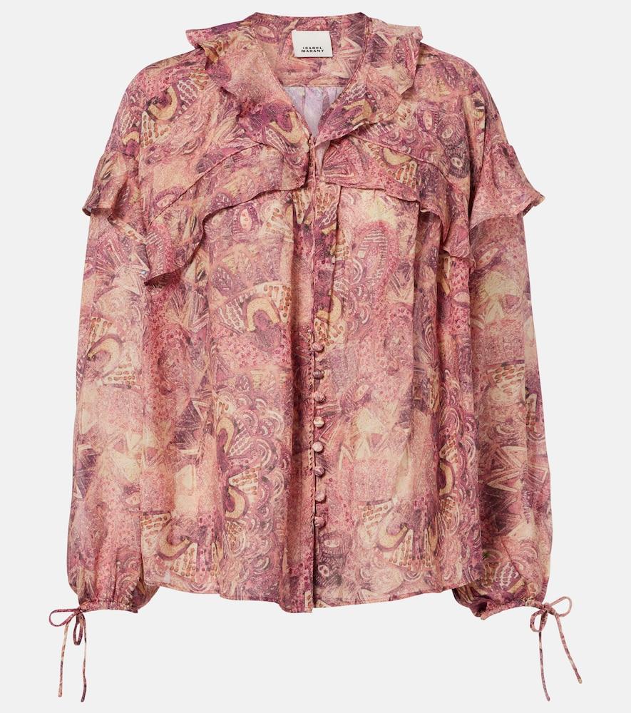 isabel marant charis printed ruffled silk blouse