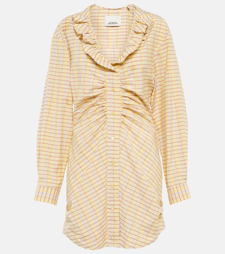 isabel marant coral checked cotton and silk minidress