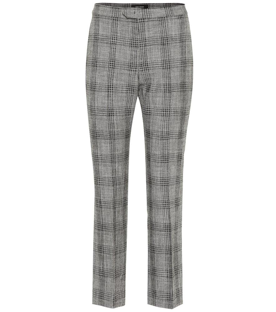 isabel marant derys checked cotton and wool pants