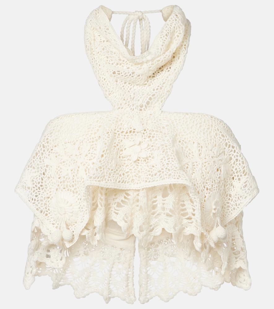 isabel marant dunvel crochet halterneck crop top