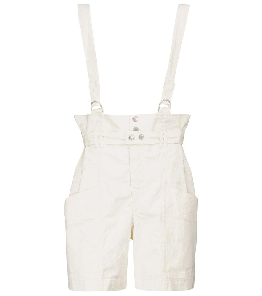 isabel marant effie linen and cotton suspender shorts