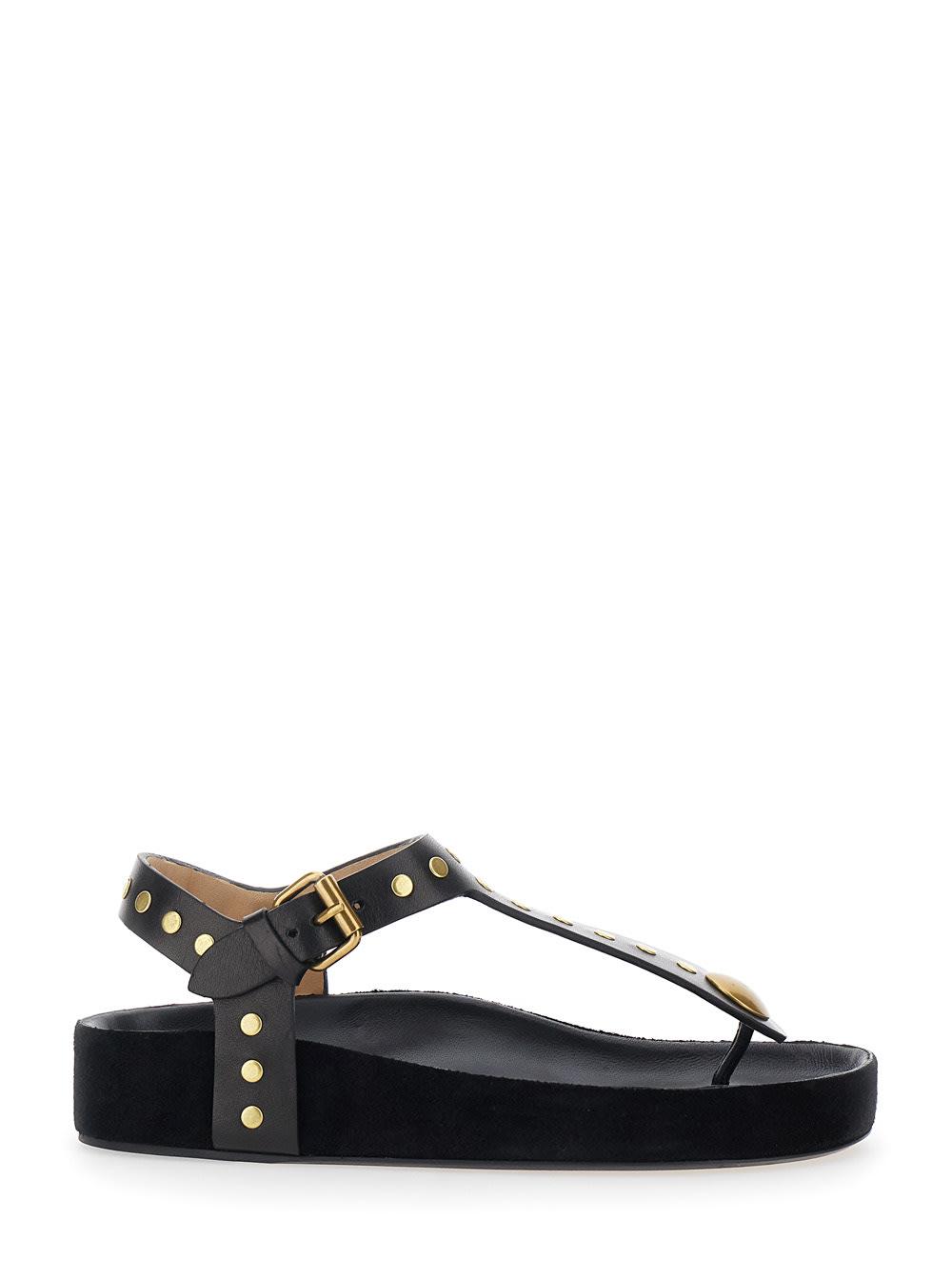 isabel marant enore black sandals with stud details in leather woman