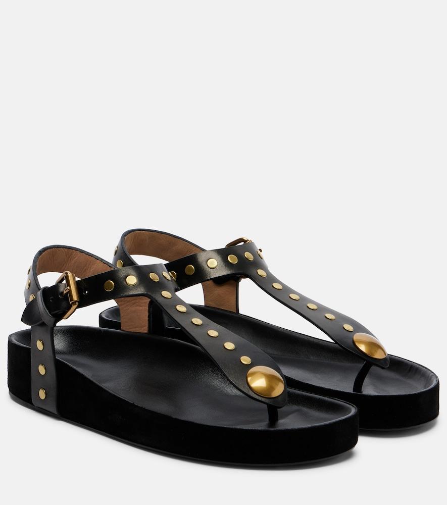 isabel marant enore studded leather thong sandals