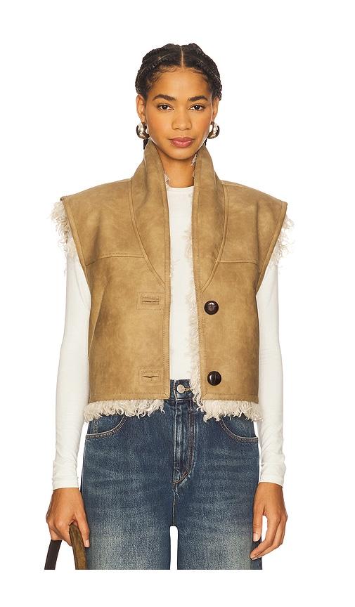isabel marant etoile clara vest in taupe.