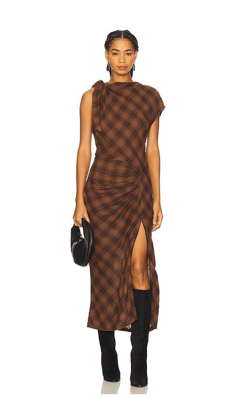 isabel marant etoile naerys dress in brown.