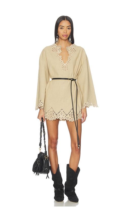 isabel marant etoile sherazade dress in tan.