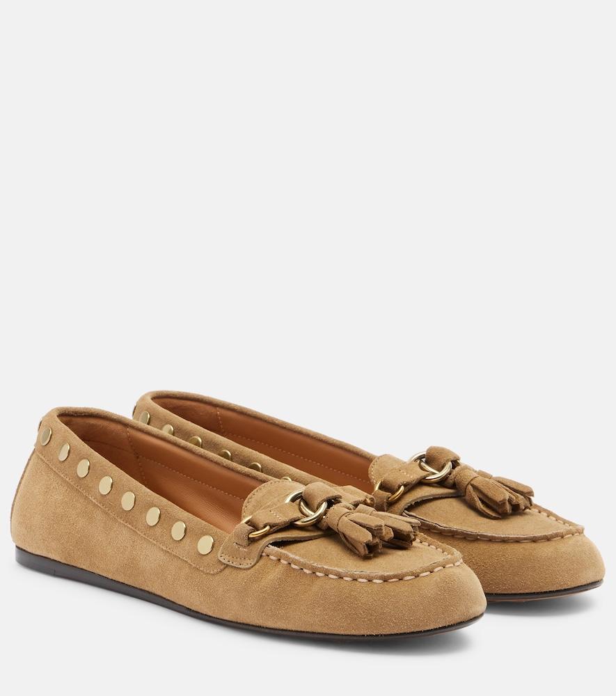 isabel marant faxel studded suede loafers