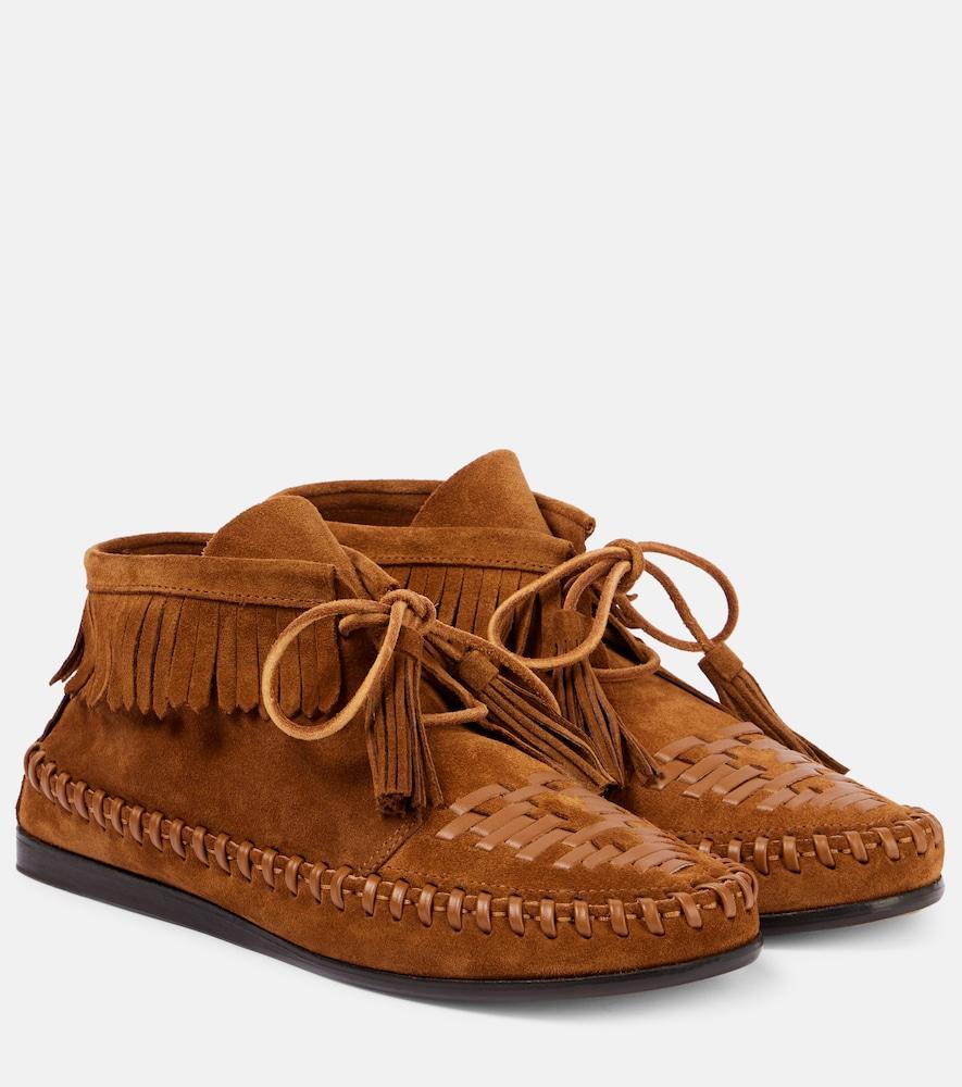 isabel marant felsa fringed suede ankle boots