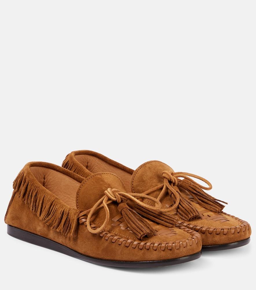 isabel marant fitza fringed suede loafers