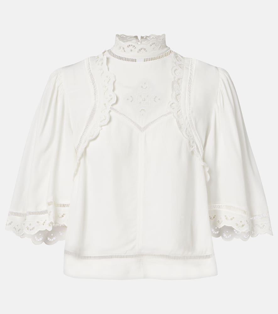 isabel marant frany broderie anglaise crêpe top