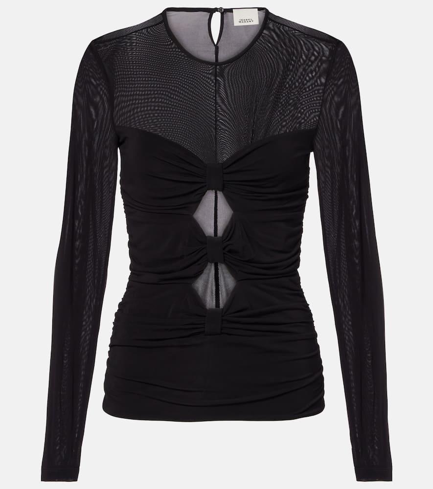 isabel marant gladice cutout gathered jersey top