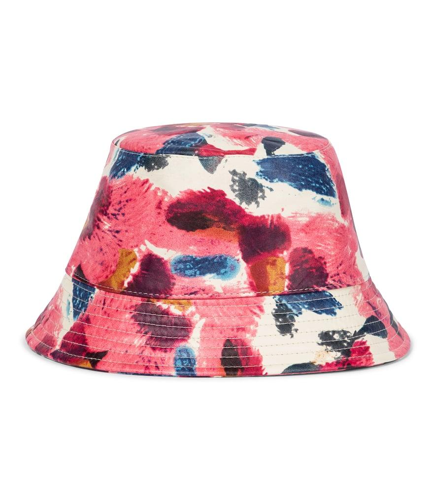 isabel marant haley floral leather bucket hat