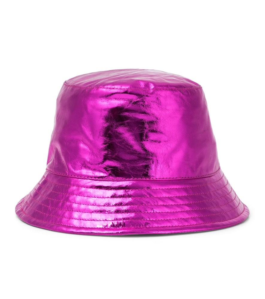 isabel marant haley metallic leather bucket hat
