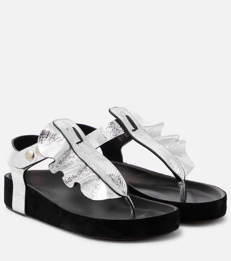 isabel marant isela metallic leather sandals