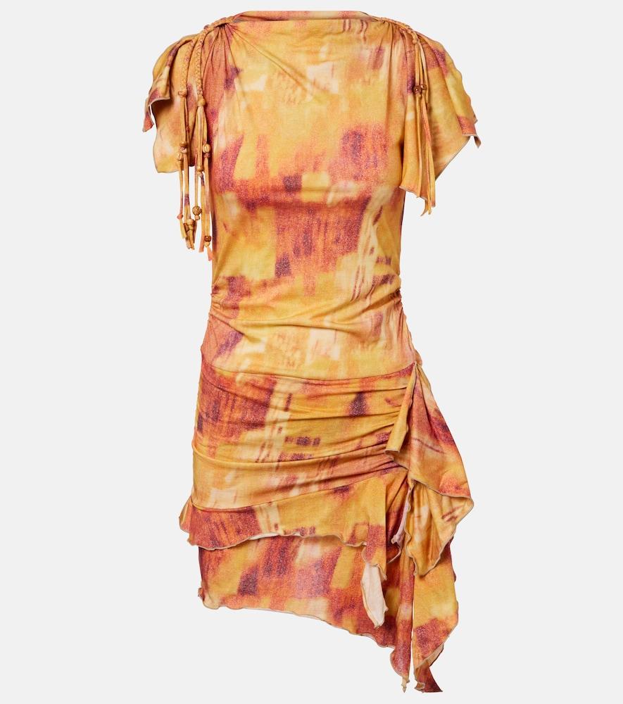 isabel marant janick printed ruffled cotton minidress